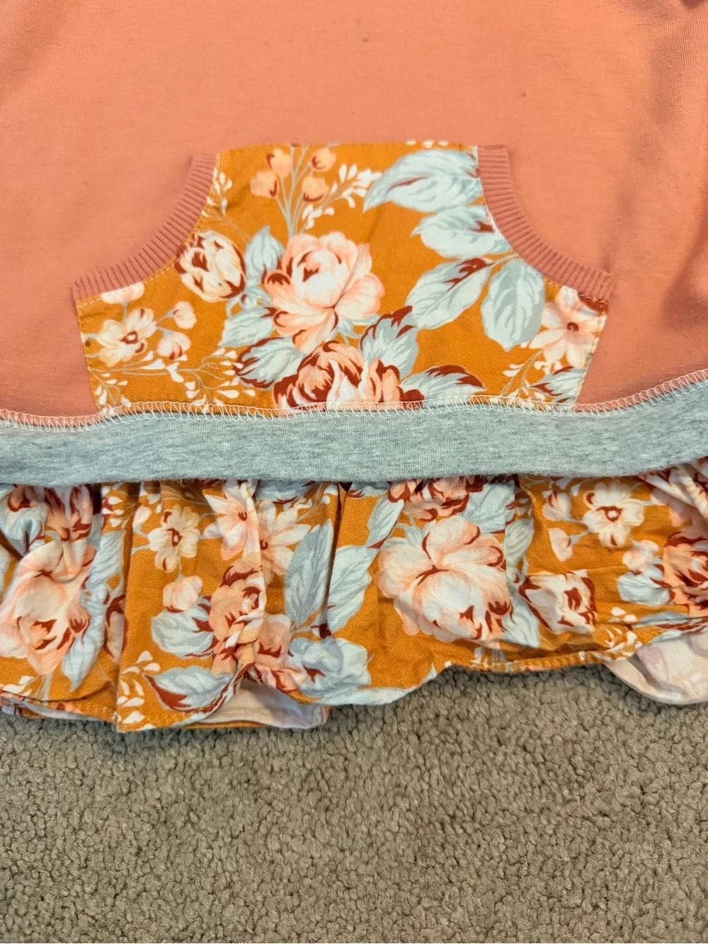 Kids Floral Ruffle Hoodie & Leggings Set - Coral and Heather Gray